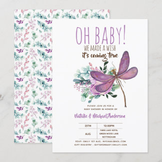 Invitation Oh Bébé DRAGONFLY Faire un Baby shower de souhait