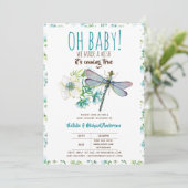 Invitation Oh Bébé DRAGONFLY Faire un Baby shower de souhait (Debout devant)