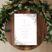Invitation Oh bébé Elegant Verdure et Baby shower rose