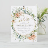 Invitation Oh Bébé Eucalyptus Blush Rose Baby shower (Debout devant)