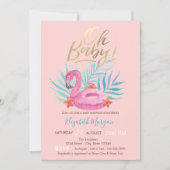 Invitation Oh Bébé Fête de Bébé Flamant Rose (Devant)