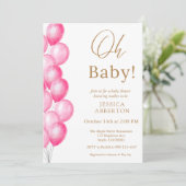 Invitation Oh bébé ! Fête de naissance fille Rose Gold (Debout devant)