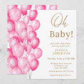 Invitation Oh bébé ! Fête de naissance fille Rose Gold (Devant / Derrière)