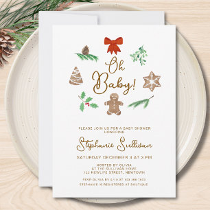 Invitation Oh Bébé Fête Prénatale de Noël de Bébé