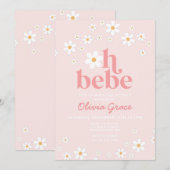 Invitation Oh Bebe Fête Prénatale Rétro Daisy Rose (Devant / Derrière)