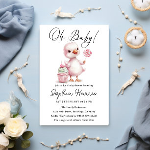 Invitation Oh bébé fille rose Baby Shower