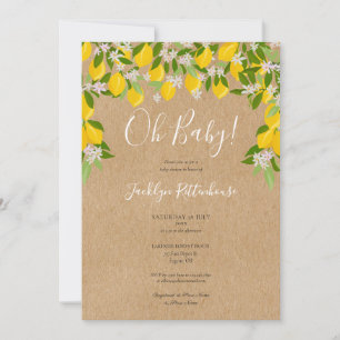Invitation Oh Bébé Fleurs de Citron Rustique Verdure Baby Sho