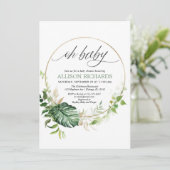 Invitation Oh bébé genre neutre vert tropical bébé or (Debout devant)