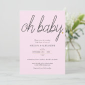 Invitation Oh Bébé Gold Love Baby shower Coeur Couples (Debout devant)