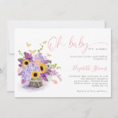 Invitation Oh Bébé Hydrangea Rustique Papillons Baby Shower (Devant)