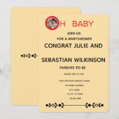 Invitation Oh Bébé Image Chat Bébé Shower Crème (Devant / Derrière)