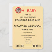 Invitation Oh Bébé Image Chat Bébé Shower Crème (Devant)