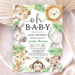 Invitation Oh Bébé Jungle Baby Shower Animaux de la Savane