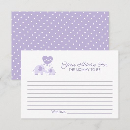 Invitation Oh Bébé Lavande mignonne Elephant Baby shower Cons (Devant / Derrière)