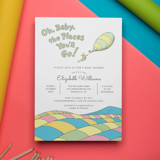 Invitation Oh, Bébé, les Endroits que tu Vas Découvrir Fête P
