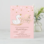 Invitation Oh Bébé mignon Bébé Swan Crown Stars Baby shower (Debout devant)