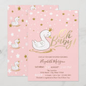 Invitation Oh Bébé mignon Bébé Swan Crown Stars Baby shower (Devant / Derrière)