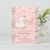 Invitation Oh Bébé mignon bébé Swan Roses Baby shower (Debout devant)