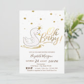 Invitation Oh Bébé mignon bébé Swan Stars Baby shower (Debout devant)