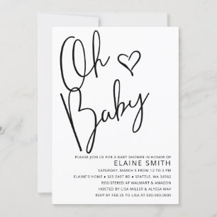 Invitation Oh Bébé mignon Simple Baby shower neutre de genre