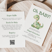 Invitation Oh Bébé mignon vert Dinosaur QR Code Baby shower