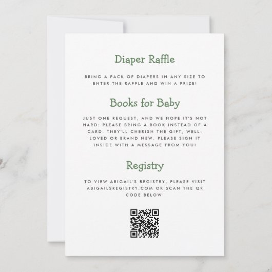 Invitation Oh Bébé mignon vert Dinosaur QR Code Baby shower (Dos)