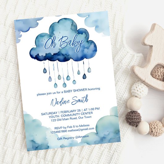 Invitation Oh Bébé modèle de shower nuage bébé