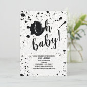 Invitation Oh Bébé Noir + Blancs Baby shower neutre (Debout devant)