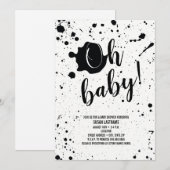Invitation Oh Bébé Noir + Blancs Baby shower neutre (Devant / Derrière)