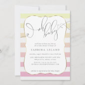 Invitation OH Bébé Ombré Jaune à rose rayures (Devant)