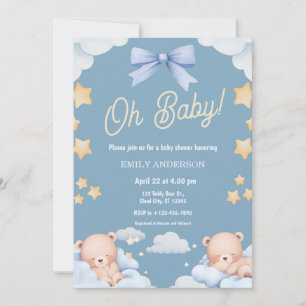 Invitation Oh Bébé Ours en Peluche Scintille Petite Étoile Ba