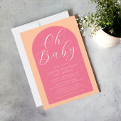 Invitation Oh bébé pêche fuzz rose baby shower de script mode