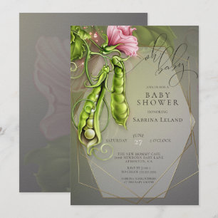 Invitation Oh Bébé Pois de Senteur dans une Cosse Baby Showe