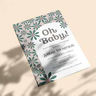 Invitation Oh bébé Retro Boho Daisy baby shower d'arc de fleu