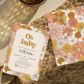 Invitation Oh bébé Retro Boho Floral baby shower Grossesse