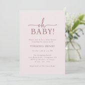 Invitation Oh Bébé Rose Baby Shower (Debout devant)