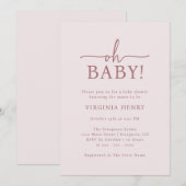 Invitation Oh Bébé Rose Baby Shower (Devant / Derrière)