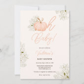 Invitation Oh Bébé rose citrouille baby shower floral fille (Devant)