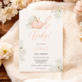 Invitation Oh Bébé rose citrouille baby shower floral fille