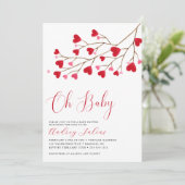 Invitation Oh Bébé rose Coeurs rouges Valentines Baby shower (Debout devant)