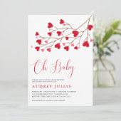 Invitation Oh Bébé rose Coeurs rouges Valentines Baby shower (Debout devant)