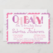 Invitation Oh Bébé rose moderne Baby shower lunaire (Devant)