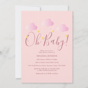 Invitation Oh Bébé Rose Scintille Scintille Fête de Bébé Spri