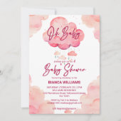 Invitation Oh bébé rose whimsical baby shower de nuage modèle (Devant)