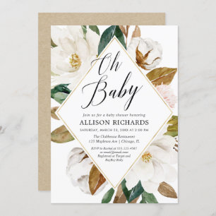 Invitation Oh bébé rustique de la magnolia fille baby shower