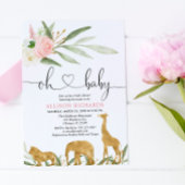 Invitation Oh bébé safari verdure or fille baby shower