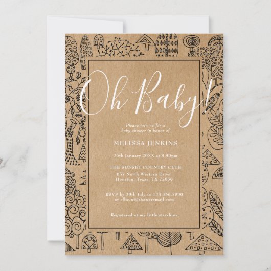 Invitation Oh Bébé Shower Bébé Campagnard Rustique (Devant)