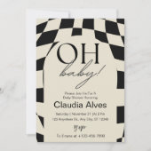 Invitation Oh Bébé Simple Moderne Fête de Bébé Noir Beige (Devant)