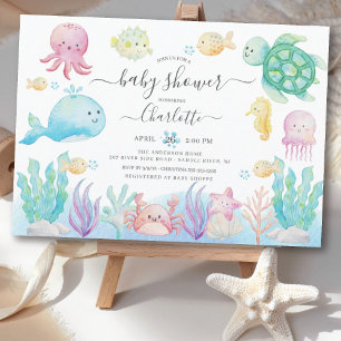 Invitation Oh Bébé Sous Le Baby shower De Mer
