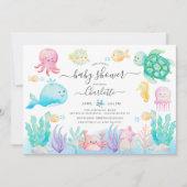 Invitation Oh Bébé Sous Le Baby shower De Mer (Devant)